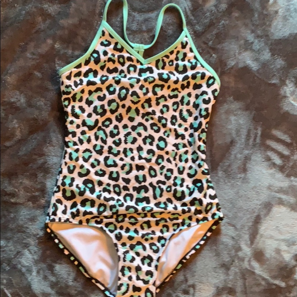 Black and blue cheetah print bathing suit